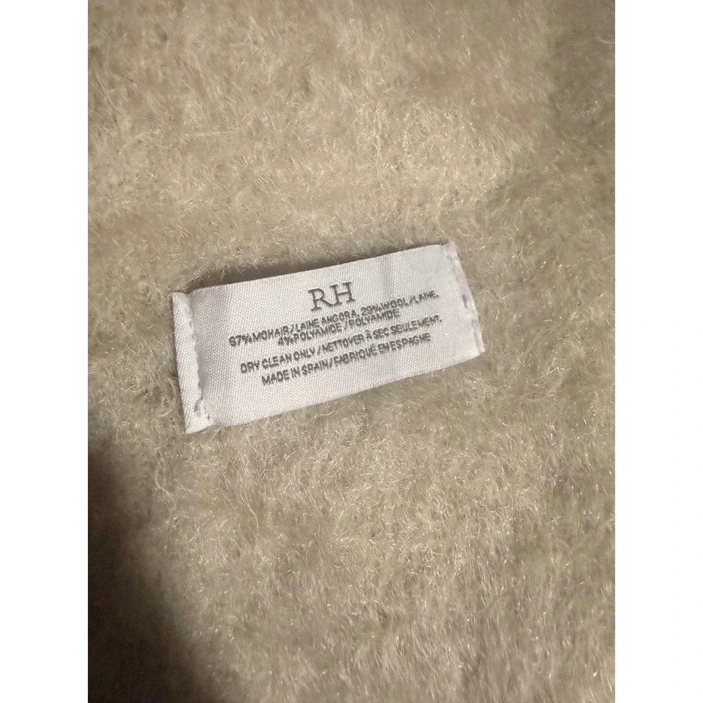 RH Restoration Hardware Luxe Mohair Wool Throw Blanket Cream Ivory Spain 60x66